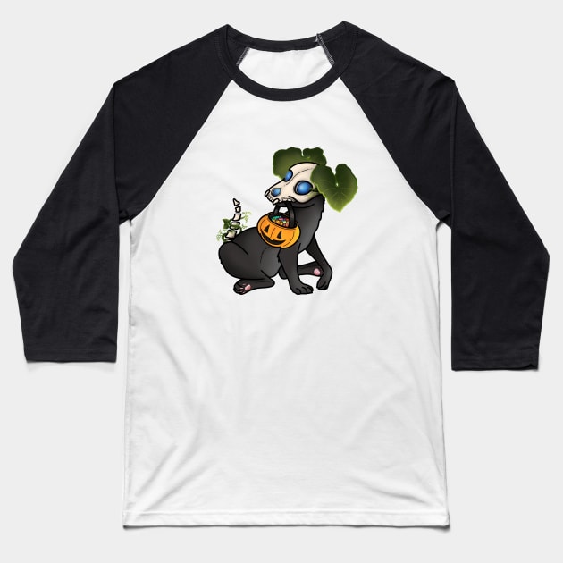 Pumpkin Pup Baseball T-Shirt by candice-allen-art